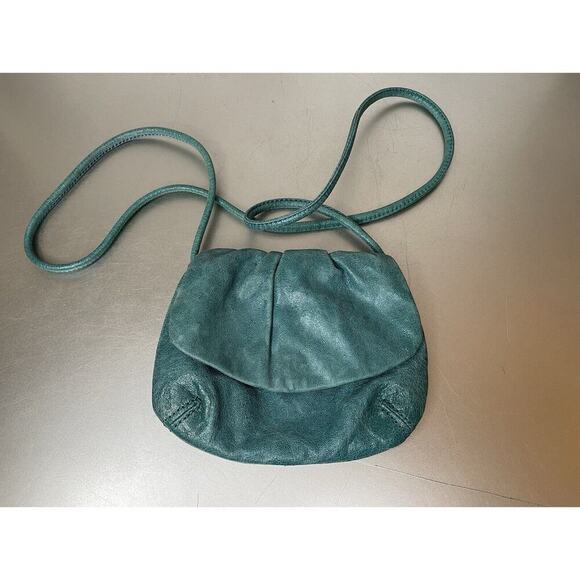 Fossil Teal Green Leather Crossbody Shoulder Bag Mini Small Leather Distressed - Picture 1 of 5